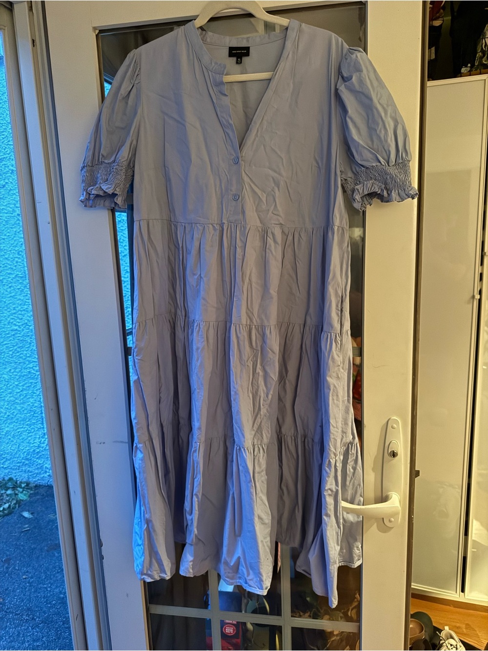 Who What Wear Light Blue Tiered V-Neck  - 100% cotton